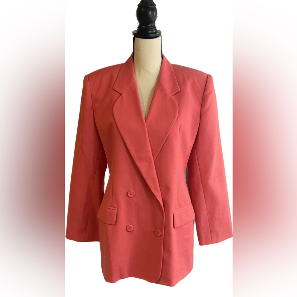 New NWT Womens Vintage Private Concepts Pink 80s Blazer double Breasted size 10P